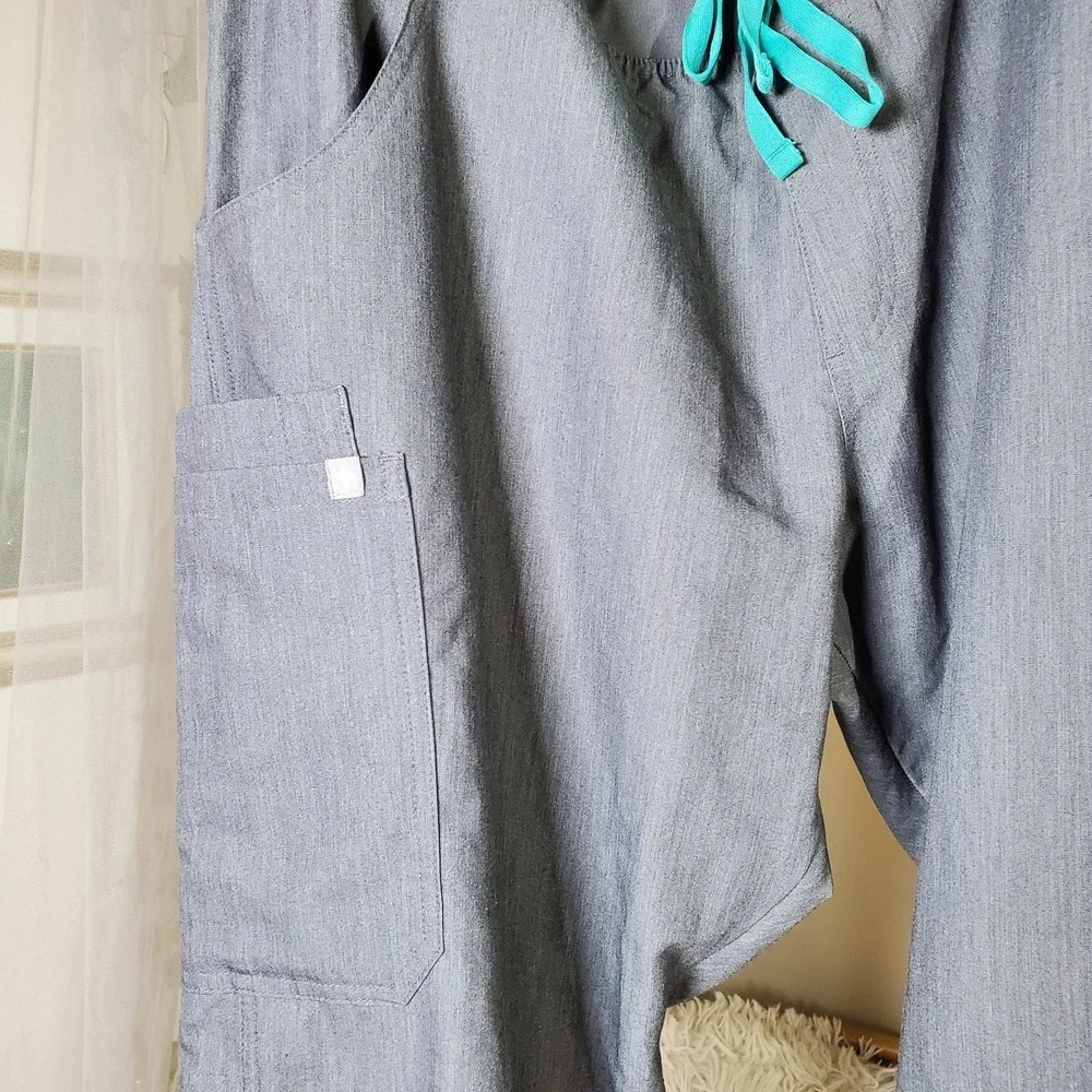 Figs Mens Technical Collection Scrub Pants Grey Pockes Straight Leg Size 2XL